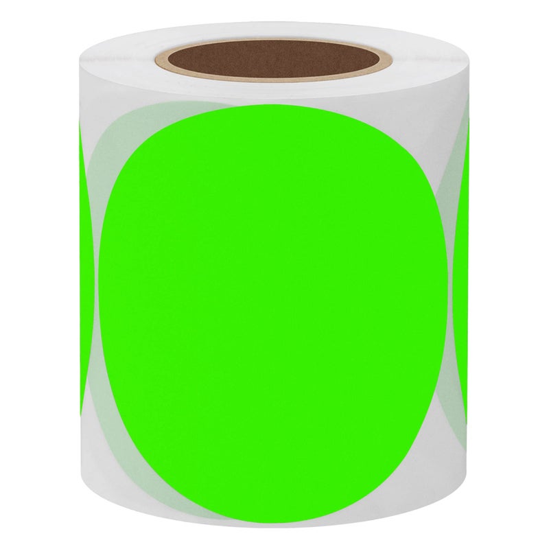 Hybsk Round Color Coding Circle Dots Labels Warehouse Inventory Organizer Stickers (3 inch, Fluorescent Green) - Image 2